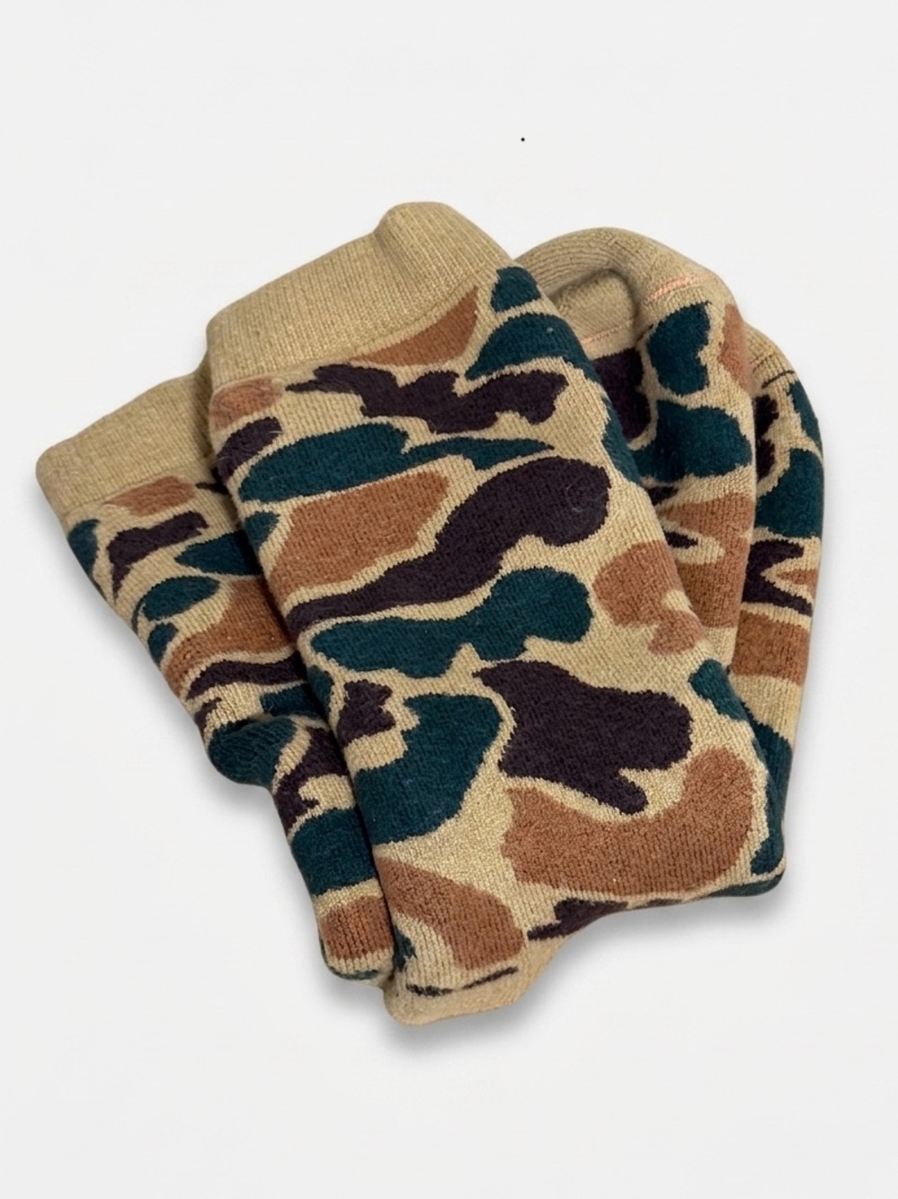 Rototo Pile Camo Crew Socks Khaki Duck Hunter R1339 Made in Japan OSFM Like New